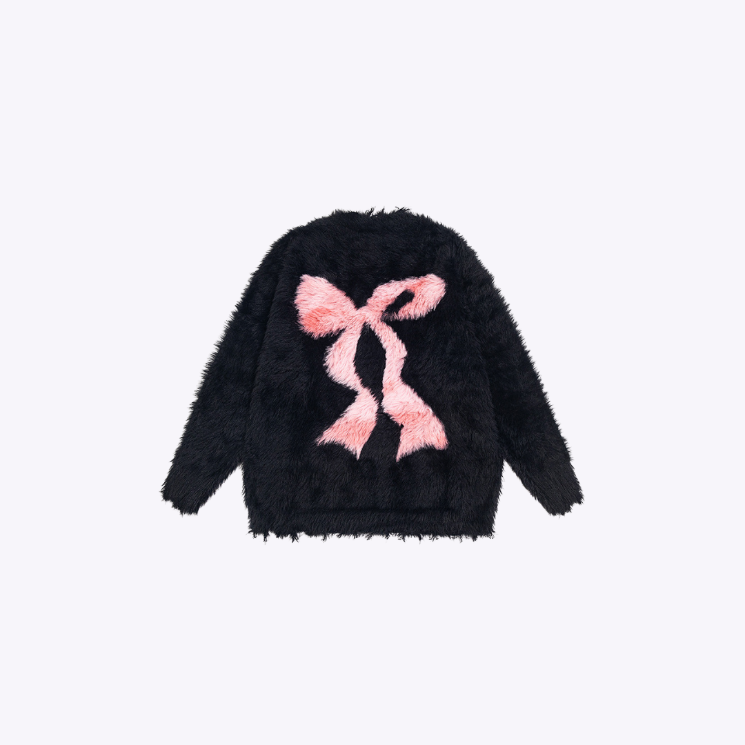 Image of Fuzzy Bow Knit Sweater